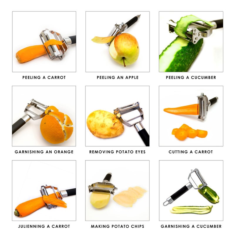 Deiss PRO Dual Julienne Peeler & Vegetable Peeler - Non-slip Handle - Apple Peeler & Potato Peeler, Orange Peeler, Zoodles Maker - Y Peeler, Veggie Peeler for Making Delicious Veggie Noodles - Image 4